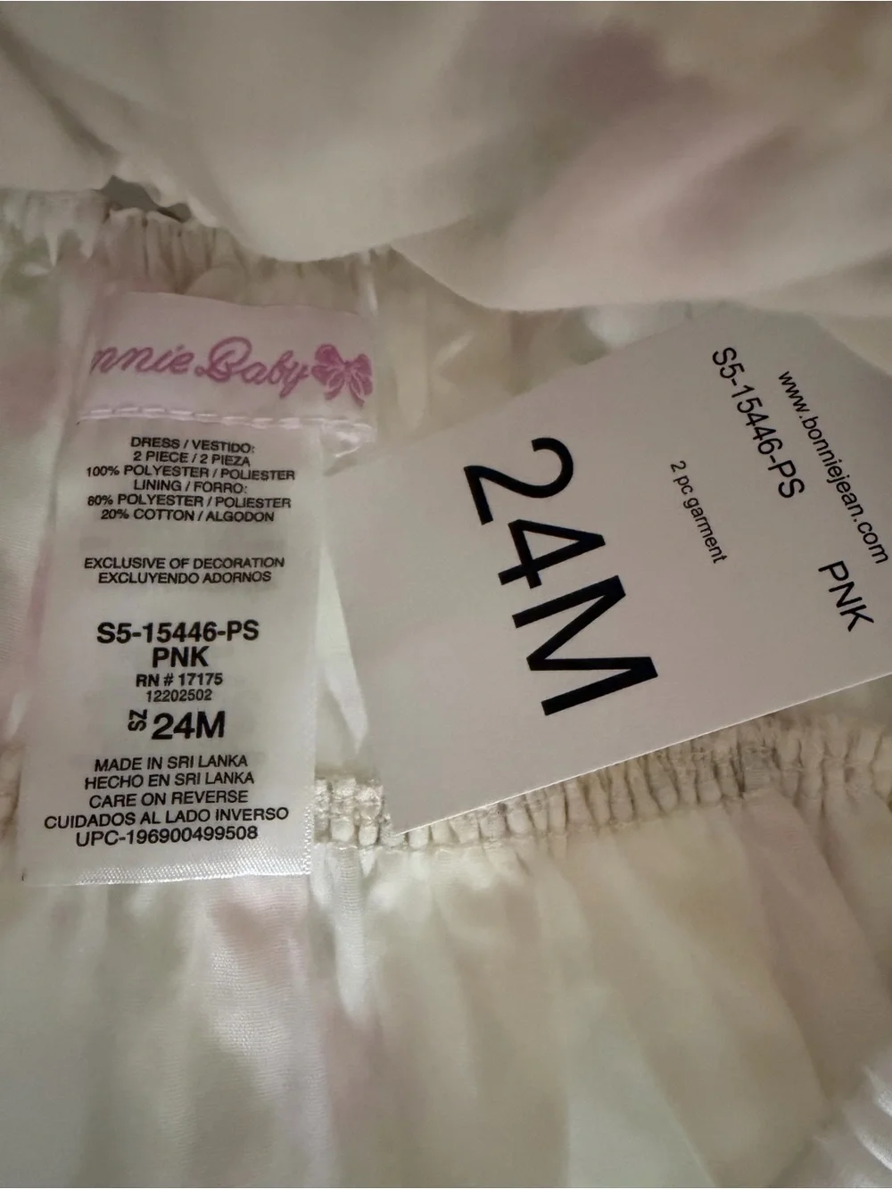 Bonnie Baby Cream Dress with Pink Rose Print and Lace Ruffles